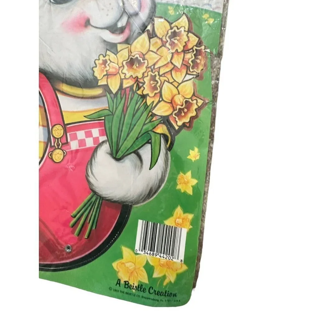 Beistle VTG 25” Jointed Easter Bunny Rabbit Die Cut‎ Posable Decoration 1992 NOS